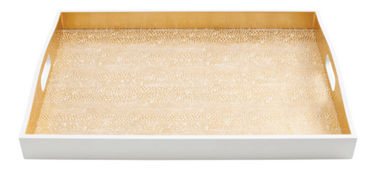 Caspari Lacquer Large Rectangle Tray PEBBLE GOLD - 21x15