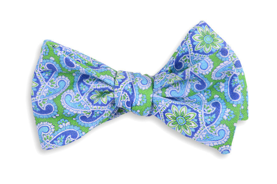 High Cotton Green Derby Paisley Bow Tie