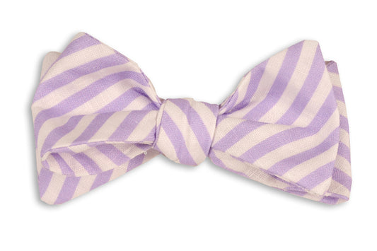 High Cotton Lavender Linen Stripe Bow Tie