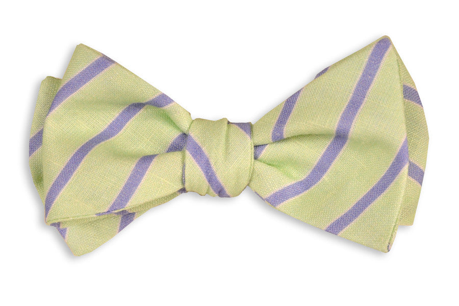 High Cotton Mint and Periwinkle Stripe Bow Tie