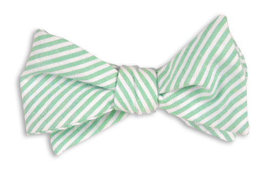 High Cotton Mint Green Seersucker Stripe Bow Tie