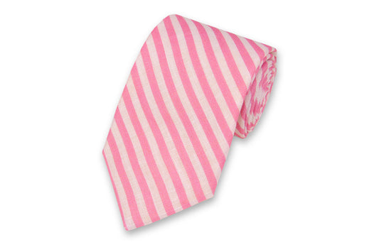 High Cotton Rose/White Linen Stripe Necktie