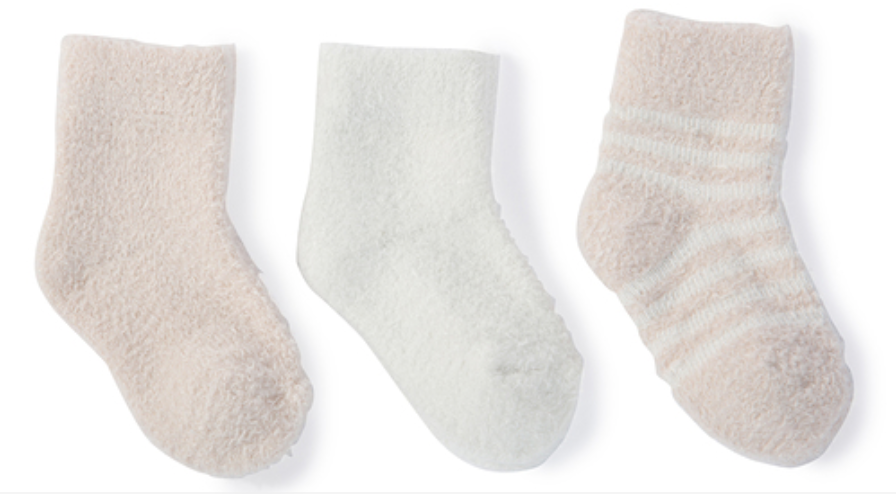 Barefoot Dreams Cozychic Lite Infant Socks 3 pack - Pink and Pearl