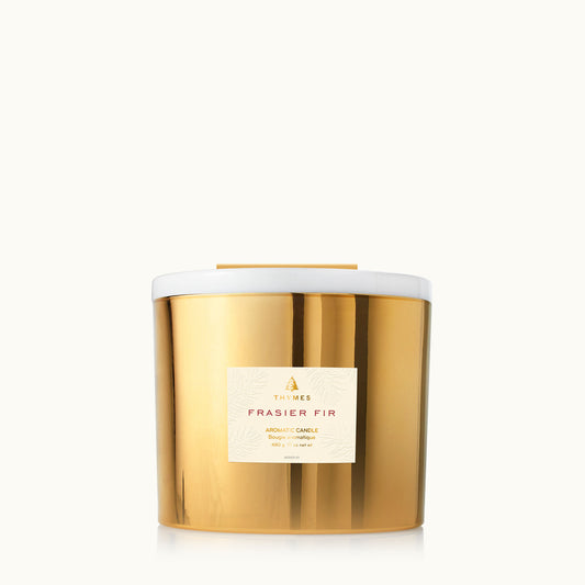 Thymes Frasier Fir Gilded Poured Candle GOLD - 3 Wick