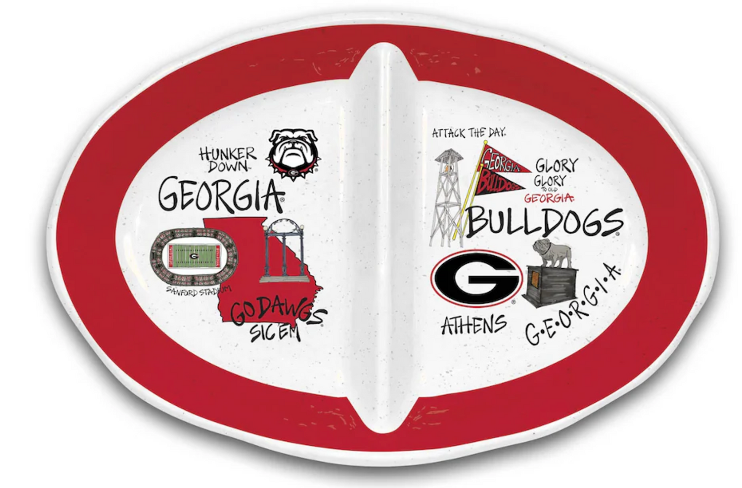 UGA Melamine 2 Section Serving Platter