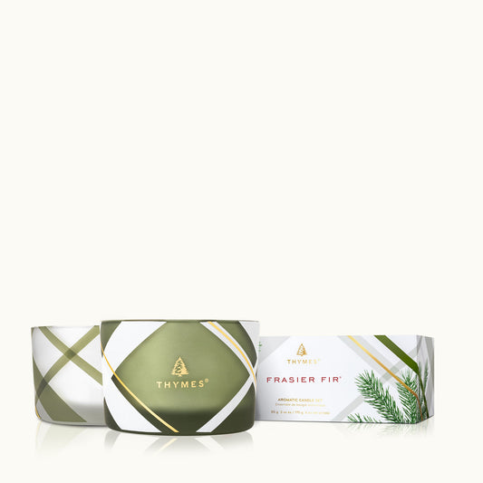 Thymes Frasier Fir Plaid Candle Set