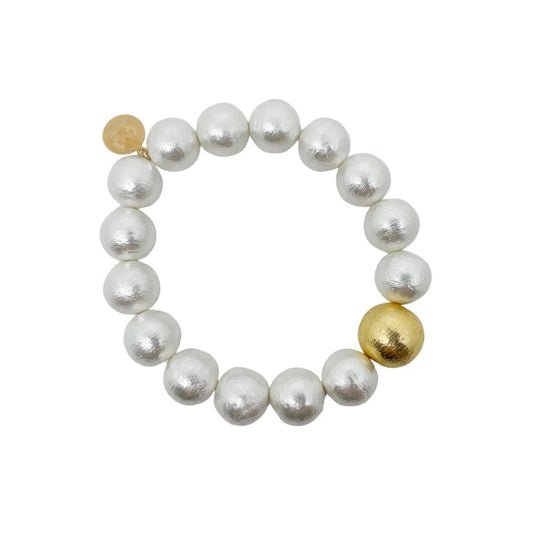 M Donohue Collection Olivia Cotton Pearl & Gold Bracelet